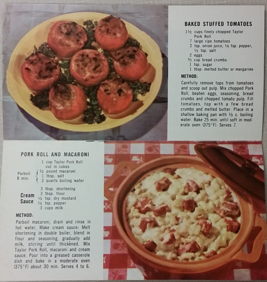 Taylor Pork Roll Recipes for Baked Stuffed Tomatoes and Pork Roll and Macaroni