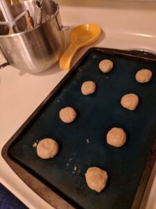 Cookie dough on cookie sheet